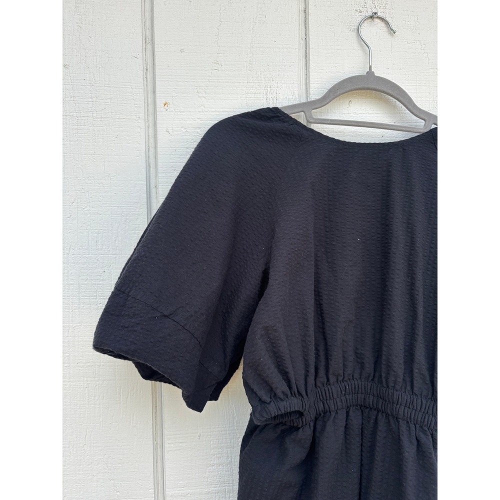 Madewell Seersucker Black Dress, Puff Sleeves, Open‎ Lower Back, Sz S - Picture 8 of 10